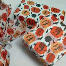 50*35cm Orange Halloween Pumpkin Gift Wrapping Paper, Suitable For Halloween Gift Wrapping, Bouquet Wrapping, Candy Packaging, Arts And Crafts, DIY, Packaging Bags, Etc.