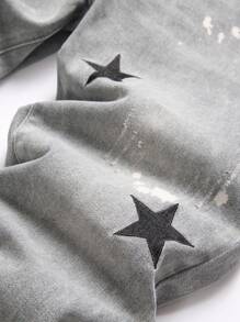 Men's Star Printed Straight-Leg Jeans - Grey - View 4