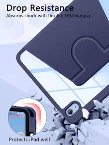 海军蓝 iPad 兼容保护壳，带 Apple Pencil 收纳槽、360° 旋转支架、防震、自动唤醒/睡眠功能、灵活视角，兼容苹果设备 - 藏蓝色 - 查看 9