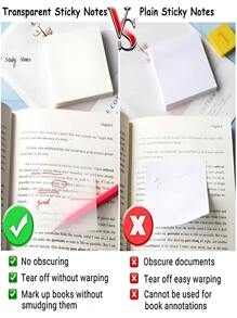 50 张创意透明贴纸，防水自粘半透明便签，用于书籍注释和日记、办公和学校用品、返校 - 彩色 - 查看 9