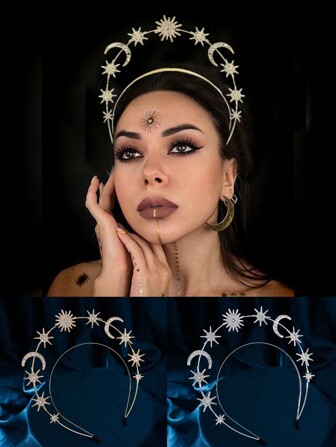 1 件时尚奢华太阳女神头带公主发饰皇冠适用于婚礼、派对、生日装饰万圣节