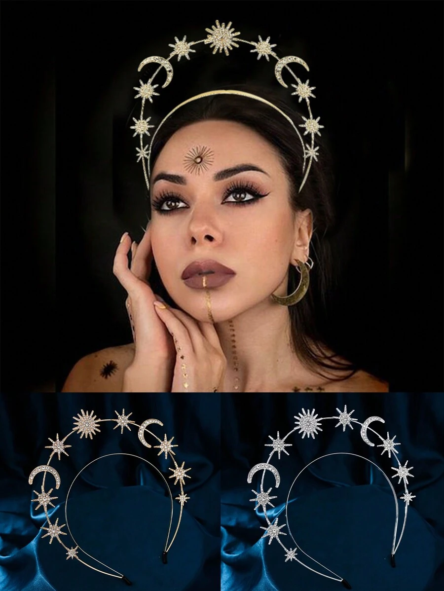 1 chiếc vương miện nữ thần mặt trời sang trọng thời trang phụ kiện tóc công chúa cho đám cưới, tiệc tùng, sinh nhật trang trí Halloween