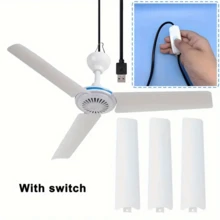 便携式迷你吊扇空气冷却器 - USB 供电、紧凑、安静、可充电、5V、床上、露营、户外、悬挂、露营帐篷吊扇，用于个人空间冷却 - 白色 - 查看 5
