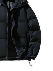 男士冬季长袖连帽拼接防风保暖羽绒服 时尚男装