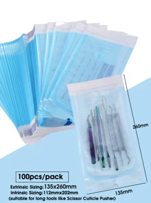 100 Stück Nagelpflege Sterilisationsbeutel, 5 Größen selbstversiegelnde Sterilisationsbeutel für Maniküre- und Pediküre-Werkzeuge, Einweg-Aufbewahrungsbeutel für Pinzetten, Nagelhautschiebers, Scheren, Nagelkunstwerkzeuge