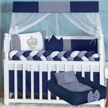 Baby Magic Island Tổ em bé + Nôi vải lanh Crown Royalty Hoàng tử và công chúa - Màu xanh hải quân - Xem 1