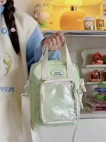 小斜挎包女士透明 Itabag 新款时尚便携钱包和手提包高品质单肩包 Lolita 可爱 JK Ita 包 - 綠色 - 查看 6