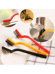 Kit 3 Cleaning Brushes Bristle Steel Brass Nylon Corner Grill - 彩色 - 查看 3