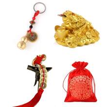 Tiền Phong Thủy Tiền Xu Trung Quốc, 5 Đồng Xu May Mắn Hợp Kim Đồng Trung Quốc Tiền Xu Phong Thủy May Mắn - Bộ 4 món phối màu - Xem 1