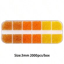 2000 颗 3 毫米透明玻璃种子珠小珠子套件，随机颜色系列手链制作珠子带 12 格塑料收纳盒，适用于 DIY 手链项链珠宝制作用品 - 12格 - 查看 13
