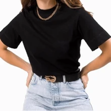 Short Sleeve High Neck T-Shirt Blouse - 黑色 - 查看 2