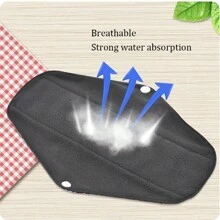 10Pcs Sanitary Pads Washable Menstrual Pads Charcoal Bamboo Liner Regular Flow Cloth /Reusable Sanitary Pads/Mama Panty Liners M Size Random Color