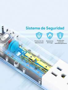Regleta eléctrica de 6 enchufes con protección contra sobretensiones, supresor de picos y cable de extensión de 1 metro, marca 1 hora. - Tipo de Enchufe A USA (110-127V) - Ver 10