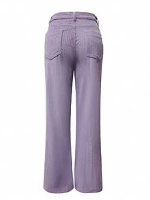 Quần ống suông bằng vải nhung thường ngày thu đông dành cho nữ - Màu tím - Xem 6