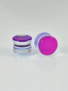 Pair Glass Double Flare Purple Glass Flashback Ear Plugs Brown Color Tunnel Gauge Ear Stretching Piercing Expander - Brown Glass - View 8