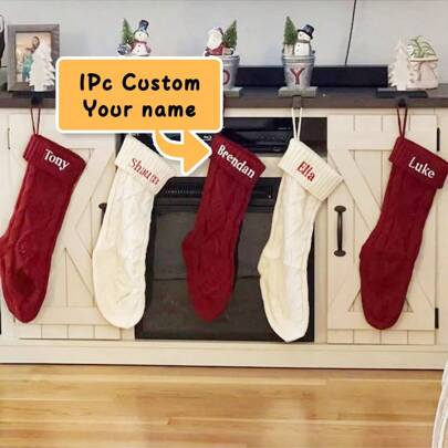 1pc Customized Christmas Stockings, Customized With Your Name And Pendants,Toys Dress Up, Toys Gifts,Home Decorations, Christmas Gifts,Reindeer Christmas Characters Family Festival Christmas Party Decorations, Scene Decorations, Festival Decorations, Home Decorations, Corridor Decorations, Office Decorations