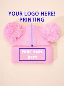 1 chiếc mũ len đan len hai bóng in tùy chỉnh cho bé, mũ chống nắng thường ngày thích hợp cho mùa xuân/thu du lịch bãi biển kỳ nghỉ trở lại trường ý tưởng quà tặng mùa đông cho bé trai bé gái ngày lễ tình nhân - Hồng - Xem 13