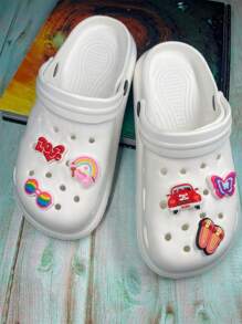 New Fashion Lightweight Plus Size Women's Hollow Out Rainbow Butterfly Cartoon Detachable Flower Decoration Sandals, Unisex Beach Slippers