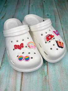 New Fashion Lightweight Plus Size Women's Hollow Out Rainbow Butterfly Cartoon Detachable Flower Decoration Sandals, Unisex Beach Slippers