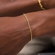 Men's Bracelet Bahian Cord Gold Genuine Stainless Steel - 金色 - 查看 3