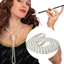 Collar Perlas Charleston Accesorio Vintage Disfraz - Marfil - Ver 8