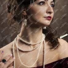 Collar Perlas Charleston Accesorio Vintage Disfraz - Marfil - Ver 4