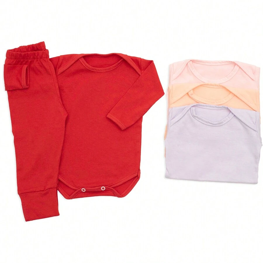 Kit 4 Sets For Baby Girl With Bodysuit And Romper - 彩色 - 查看 1