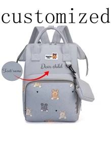 Túi đeo vai tùy chỉnh, Túi xách cho mẹ, Đồ dùng thiết yếu để chăm sóc trẻ sơ sinh, Tên tùy chỉnh, Viết quảng cáo tùy chỉnh, Tự làm, Màu trơn, Đơn giản, Nhiều ngăn, Sức chứa lớn, Chống mài mòn, Nhẹ, Trường học, Sinh viên, Du lịch, Du lịch, Quà tặng, Độc đáo, Nylon, Gửi mẹ, Đồ dùng thiết yếu khi đi du lịch, Gấu, Dễ thương, Đồ dùng thiết yếu khi đi du lịch, Quà tặng cho phụ nữ - Xám - Xem 2