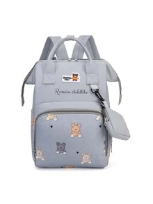 Túi đeo vai tùy chỉnh, Túi xách cho mẹ, Đồ dùng thiết yếu để chăm sóc trẻ sơ sinh, Tên tùy chỉnh, Viết quảng cáo tùy chỉnh, Tự làm, Màu trơn, Đơn giản, Nhiều ngăn, Sức chứa lớn, Chống mài mòn, Nhẹ, Trường học, Sinh viên, Du lịch, Du lịch, Quà tặng, Độc đáo, Nylon, Gửi mẹ, Đồ dùng thiết yếu khi đi du lịch, Gấu, Dễ thương, Đồ dùng thiết yếu khi đi du lịch, Quà tặng cho phụ nữ - Xám - Xem 3