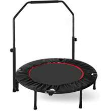 Ø101cm Trampolin ,Faltbares Fitness-Trampolin,Trampolin für Jumping Fitness,Tragfähigkeit 150 kg,Verstellbare Handlaufhöhe,Ausdauertraining,Verschiedene Personengruppen