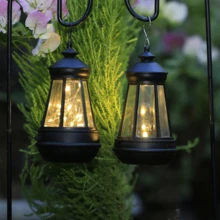 Yard Outdoor Solar LED Lantern With Waterproof Hanging LED Light For Garden Décor And Fence Passage - Black - View 6