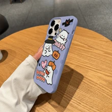 Halloween 1pc 2-In-1 Funny Ghost Satin Textured 3D Creative Pattern Phone Case Compatible With Iphone