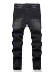 Tween Boys  Distressed  Denim Jeans, Classic - Black - View 2
