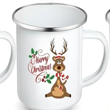 1pc Christmas Coffee Mug 12 Oz Enamel Cup Christmas Holiday Mug Handle Cup Santa Claus Gingerbread Man Snowman Elk Print Christmas Tree Water Cup Breakfast Cup Party Water Cup Gift For Family And Friends Kitchen Decoration (Santa Claus)