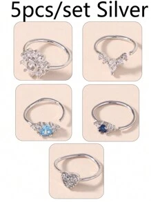 KARYOKO 5Pcs/1pc 20G Nose Rings Hoops For Women White Blue CZ Cartilage Nose Hoop Rings Cute Heart Flower Nose Piercing Jewelry Silver Gold Nose Rings Valentines - Nose Ring - View 4