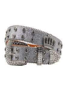 皇冠皮革 PU 铆钉腰带 时尚水钻女士铆钉腰带 高品质女式真皮摇滚女士牛仔裤腰带 - 彩色 - 查看 3