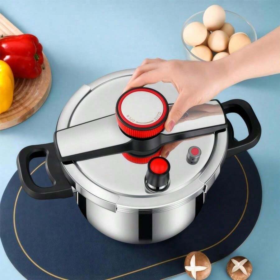 304 Stainless Steel Mini Pressure Cooker, Suitable For Gas Stove And Induction Cooker, Household Pressure Cooker - Black and White - View 1