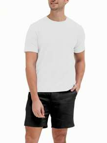 Kit Of 5 Men's Cotton T-Shirts, Round Neck, Short Sleeve, Plain - Nhiều màu - Xem 2