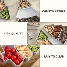 1 件圣诞树形状分区托盘圣诞糖果小吃沙拉甜点干果坚果托盘，适用于圣诞装饰、家庭办公室派对、圣诞礼物，可用作糖果托盘、饼干托盘、水果托盘、坚果托盘、圣诞小吃托盘、糕点托盘、餐厅咖啡厅圣诞装饰圣诞装饰圣诞礼物圣诞派对用品 - 彩色 - 查看 5