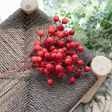 8pcs/16pcs Artificial Holly Berry Christmas Decorations Home Holiday Floral Arrangement - Red - View 5