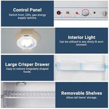 Smad Gas Fridge Freezer, Lpg Fridge Freezer 185 Litres, Silent Gas Refrigerator For Motorhome, Mobile Home, Garage, Country Holiday Cottages, Caravan, 240V Propane 30mbar, White - 英規插(220-240V) - 查看 4