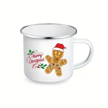 1pc Christmas Coffee Mug 12 Oz Enamel Cup Christmas Holiday Mug Handle Cup Santa Claus Gingerbread Man Snowman Elk Print Christmas Tree Water Cup Breakfast Cup Party Water Cup Gift For Family And Friends Kitchen Decoration (Santa Claus)