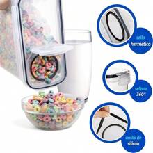 Kitchen Cereal Containers Storage - 4 Packs Cereal Dispenser Airtight Food Storage Containers  Pantry Organization And Storage, Canister For Flour & Sugar 1 Marker 10 Labels - Multicolor - View 6