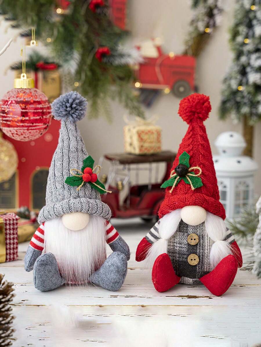 1 件圣诞装饰品 北欧坐姿矮人摆件，美式乡村圣诞老人针织摆件，节日派对氛围装饰，礼物，家居装饰，圣诞氛围装饰道具，圣诞装饰，婚礼生日派对节日装饰，圣诞装饰，房间装饰，冬季家居装饰