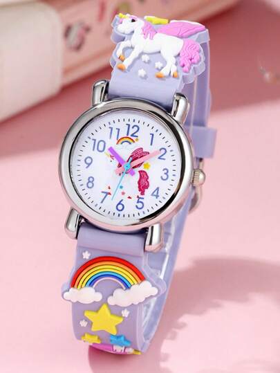 1pc/Set Astronaut Pattern Macaron Color Series Children's Watch, Colorful Plastic Strap Boys Girls Student Watch Suitable For Birthday Gift, Halloween Gift, Year-End Promotion, Singles Day
