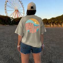 Oversized Life Style T-Shirt Soft Comfortable Fabric Here Sum T-Shirt - 米色 - 查看 4