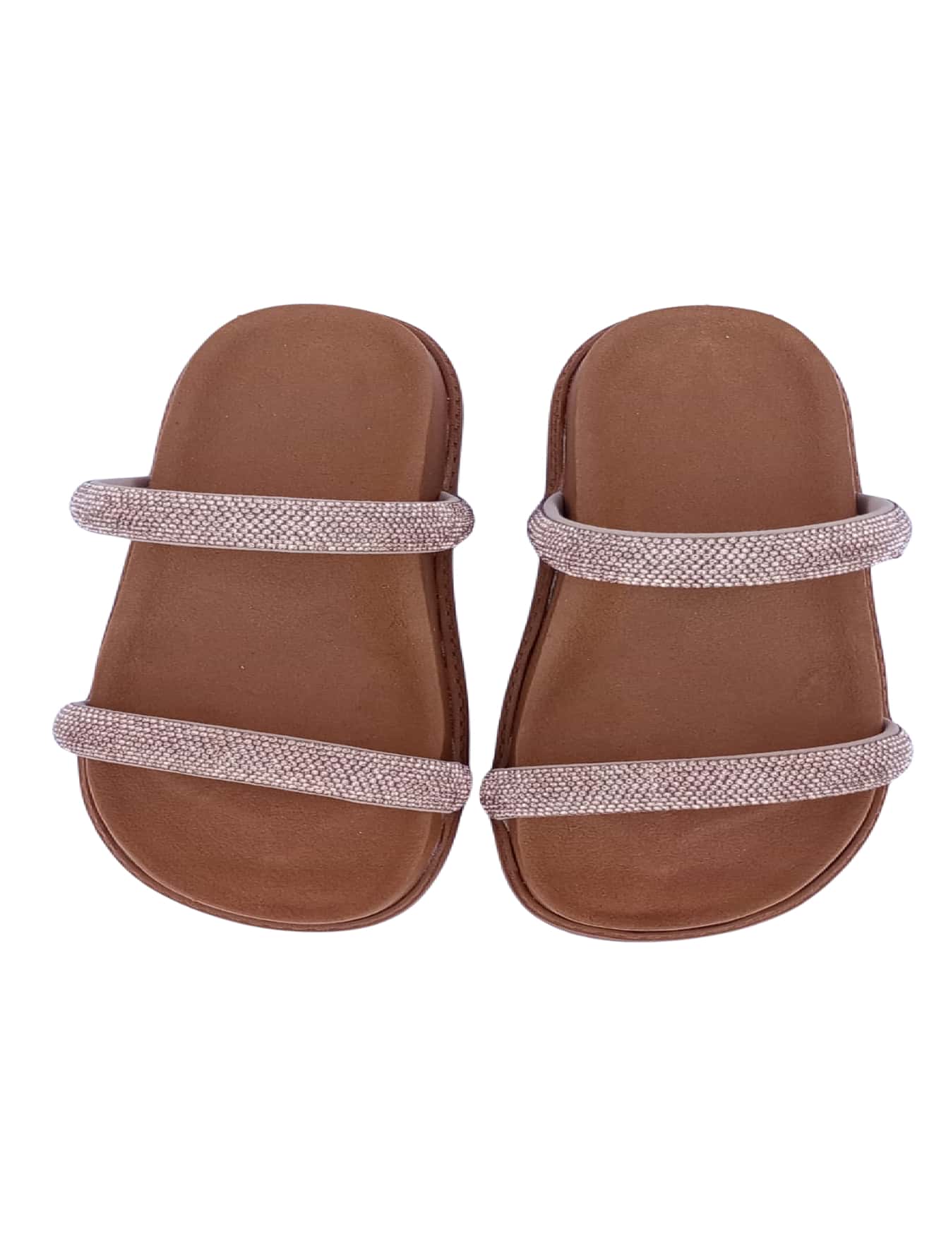 Birkin Papete Women's Flip Flops With Rhinestones, Style And Comfort, Flat Shape, Labelly Sandals From 34 To 39 - Rust Brown - View 1