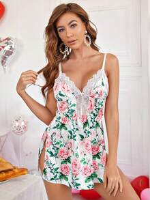 1 件女式性感睡袍，配有可调节细肩带，柔软蕾丝材质 - 白色 - 查看 1