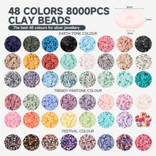 1000 件/2400 件/4800 件聚合物粘土珠子手链制作套件，48 色友谊手链珠子，软陶粘土珠子配珠宝制作吊坠，适用于 DIY 工艺品、礼品和珠宝制作