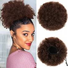 1 paquete de extensión de cabello postizo rizado rizado afro retro en moño con cordón para mujer - Multicolor - Ver 15